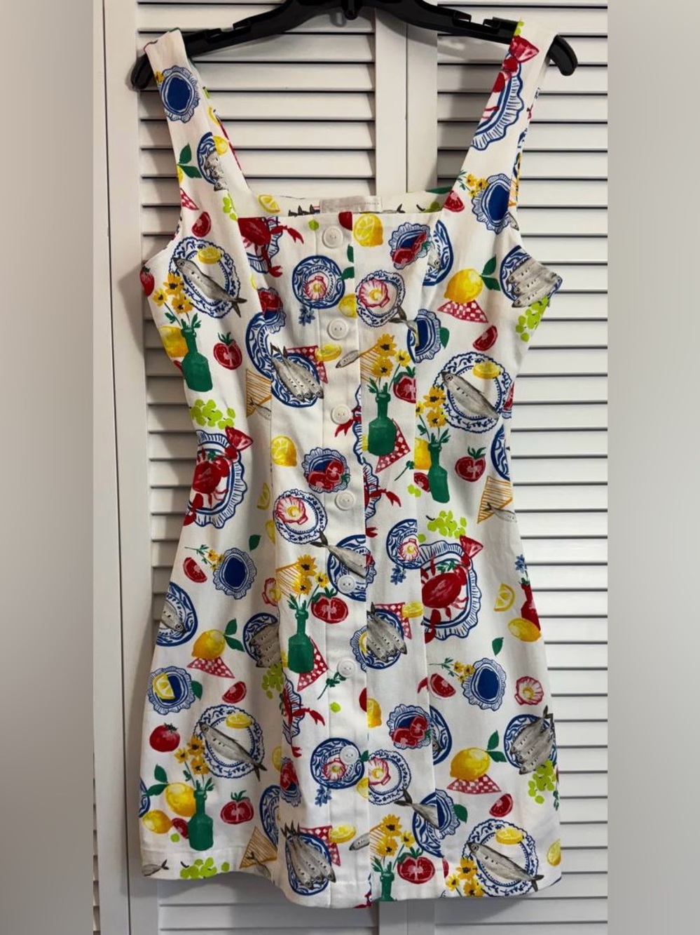 NEW Corey Lynn Calter Mini Dress Italian Picnic Lobster Vacation Stretch Darling